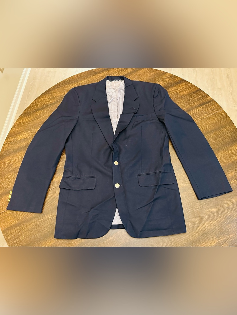 Burberrys Vintage Suit Jacket Mens 42 Navy Blue Single Breasted 100% Wool Button